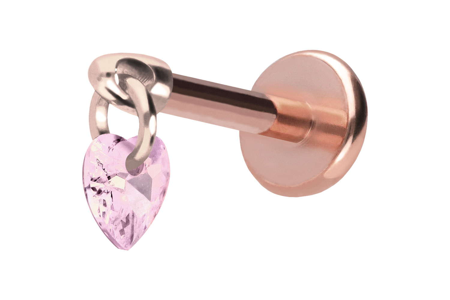 Titan Labret Piercing mit Push Fit KRISTALLHERZ